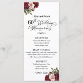 Menu Elegant Floral 60th Wedding Anniversary (Devant)