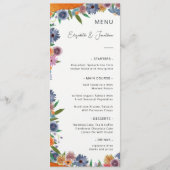Menu Élégant floral aquarelle bohème mariage aux fleurs (Devant)