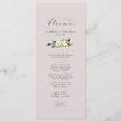 Menu Élégant floral blanc | Blush Mauve Dîner Mariage (Devant)