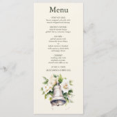 Menu Élégant Floral Blanc Exotique Mariage (Devant)