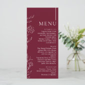Menu Elegant Floral Burgundy Formal Wedding Dinner (Debout devant)