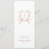 Menu Elegant Floral Crest Monogram Wedding (Dos)