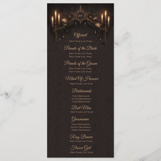 Menu Elegant floral Gothic Halloween Wedding Program (Dos)