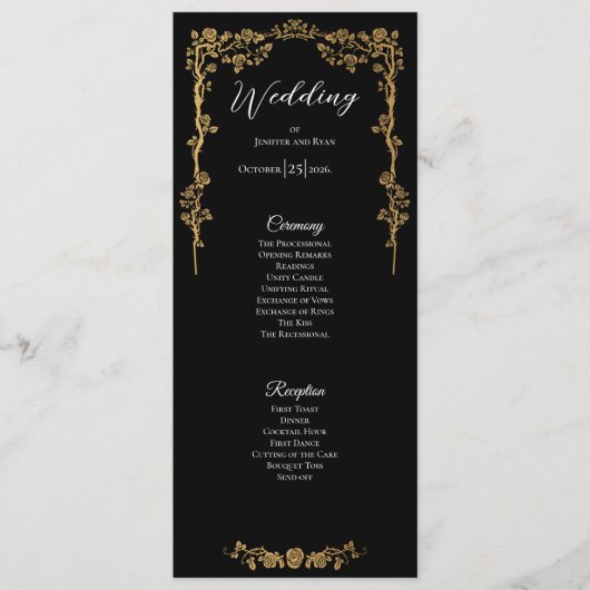 Menu Elegant floral Gothic Wedding Program (Devant)