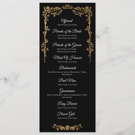 Menu Elegant floral Gothic Wedding Program (Dos)