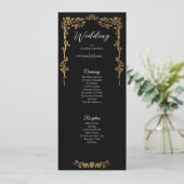 Menu Elegant floral Gothic Wedding Program (Debout devant)