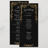 Menu Elegant floral Gothic Wedding Program (Devant / Derrière)