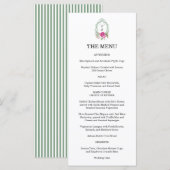 Menu Elegant Floral Pink Peony Monogram Wedding (Devant / Derrière)