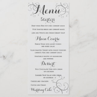 Menu Élégant Flourdissement Avec Coeur Mariage