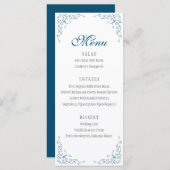 Menu Elegant Flourish Ocean Blue Wedding (Voorkant / Achterkant)