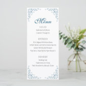 Menu Elegant Flourish Ocean Blue Wedding (Staand voorkant)