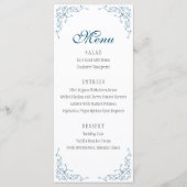 Menu Elegant Flourish Ocean Blue Wedding (Voorkant)