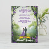 Menu Élégant Forêt violette Personnalisable Mariage flo (Debout devant)