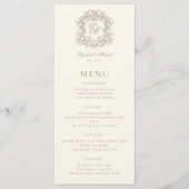 Menu Elegant Formal Monogram Crest Ivory Wedding (Devant)
