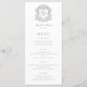 Menu Elegant Formal Monogram Crest Sage Green Wedding (Devant)