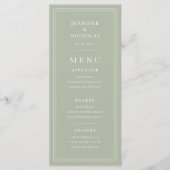 Menu Elegant Formal Sage Green Wedding (Devant)