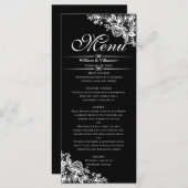 Menu Elégant frites d'argent sur noir (Devant / Derrière)