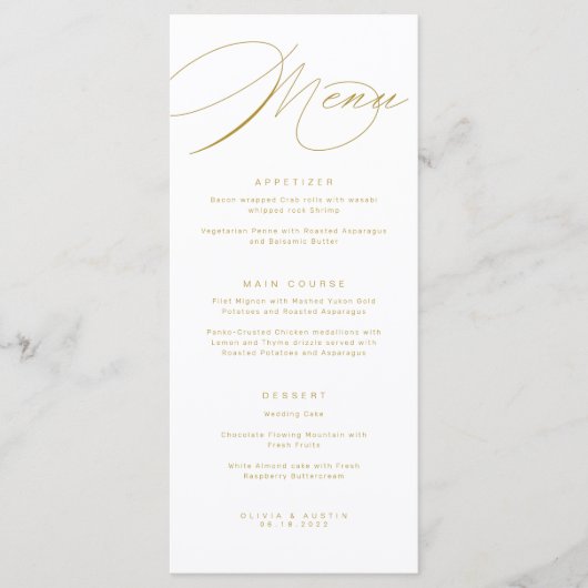 Menu Elegant Gold (Voorkant)