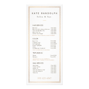 Menu Elegant  Gold Border Price List