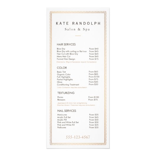 Menu Elegant  Gold Border Price List (Voorkant)