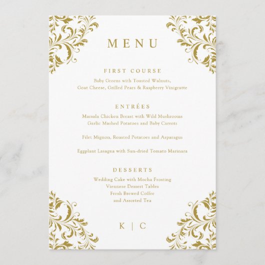Menu Elegant Gold Classic Wedding (Voorkant)