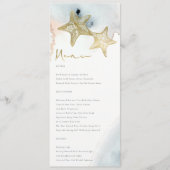 MENU ÉLÉGANT GOLD DUSKY BLUE BEACHING STARFISH MARIAGE (Devant)