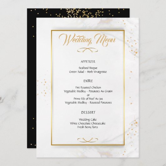 Menu Elegant Gold Framed Wedding (Voorkant / Achterkant)