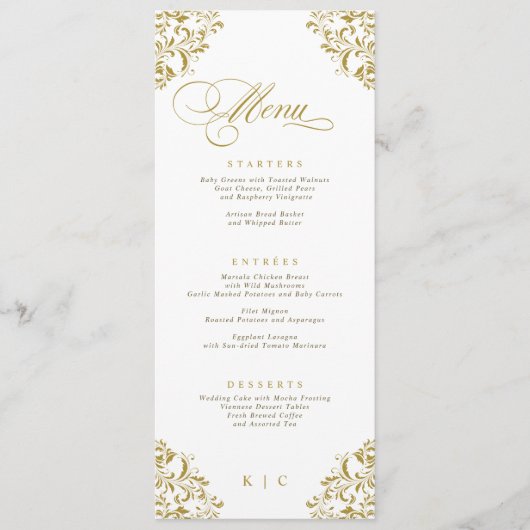 Menu Elegant Gold Luxury Mariage (Devant)