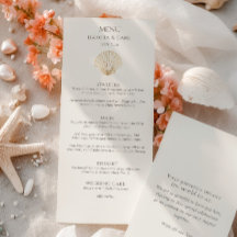 Elegant Gold Seashell Creamy Double Side Wedding 