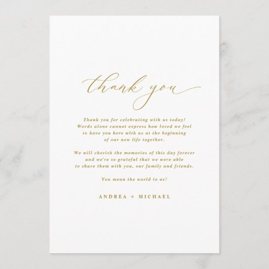 Menu Élégant Gold Vintage Classic Mariage (Dos)