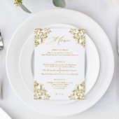 Menu Élégant Gold Vintage Classic Mariage