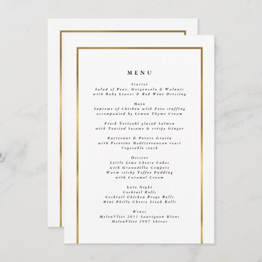 Menu Elegant Golden Lijst (Voorkant / Achterkant)