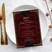 Menu Elegant Gothic Romance Roses Wedding
