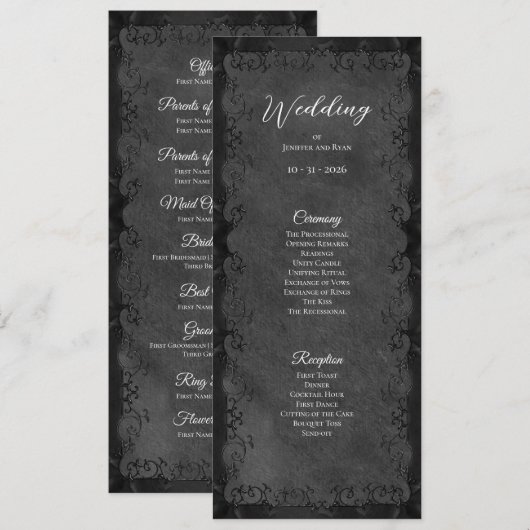 Menu Elegant Gothic Wedding Program (Devant / Derrière)
