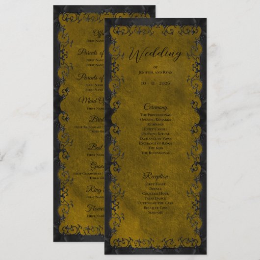 Menu Elegant Gothic Wedding Program (Devant / Derrière)