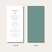Menu Elegant Green Religious Cross Boy First Communion