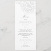 Menu Élégant gris blanc Mariage de pivoine florale (Devant)
