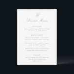Menu Élégant gris Mariage traditionnel<br><div class="desc">Menus mariage de style classique avec un design simple et intemporel,  avec un script élégant et des polices serif traditionnelles.</div>