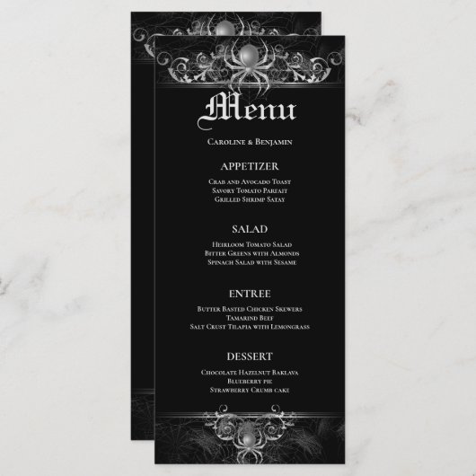 Menu Elegant Halloween Wedding (Voorkant / Achterkant)
