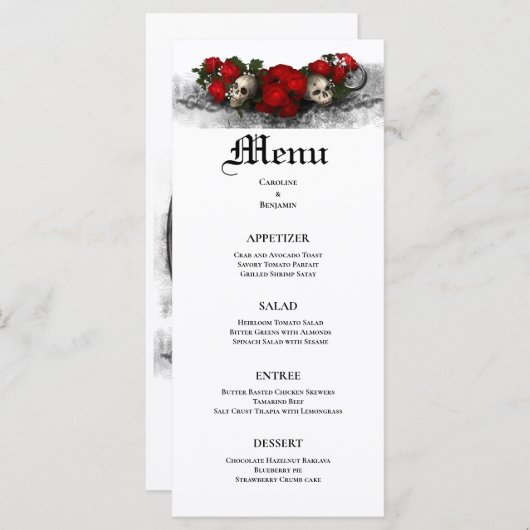 Menu Elegant Halloween Wedding (Voorkant / Achterkant)