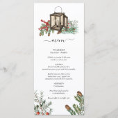 Menu Élégant hiver Pins rustique Mariage de lanterne (Devant)