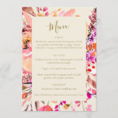 Menu Elegant Hot Pink Watercolor Floral Custom Wedding (Devant)
