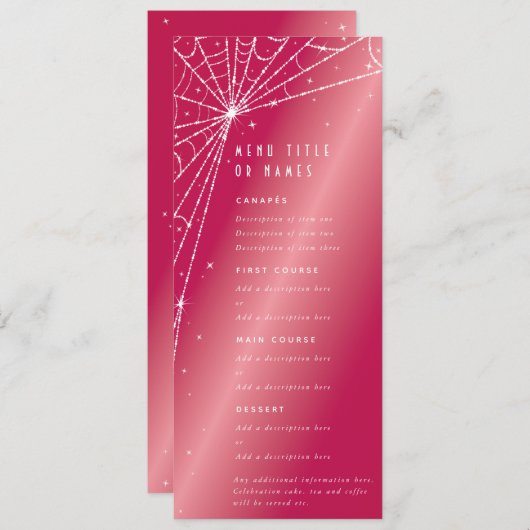 Menu Elégant Hot Rose Diamond Spider Web Flat 4 Parcour (Devant / Derrière)