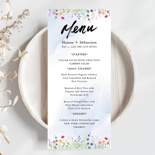 Menu Elegant Initial Script Monogram Classic Wedding