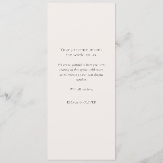 Menu Elegant Ivory Copper Script Double Side Wedding  (Dos)