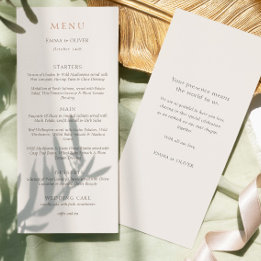 Menu Elegant Ivory Copper Script Double Side Wedding 