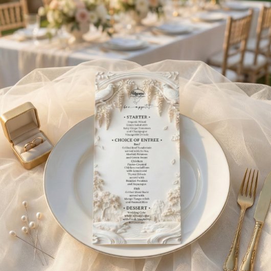 Menu Elegant Ivory Cream Faux Sculpted Fine Art