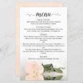 Menu Elegant Ivory Peach Roos Budget Weddenschap (Voorkant / Achterkant)