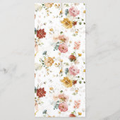 Menu Elégant Jardin Fleurs Fête des mariées aquarelle (Dos)