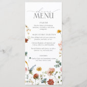 Menu Elégant Jardin Fleurs Fête des mariées aquarelle (Devant)